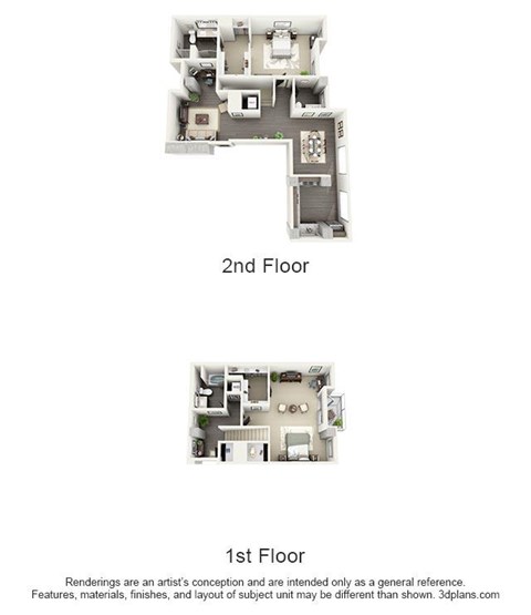 Floor plan for 2 beds, 2 baths, 2063 sqft